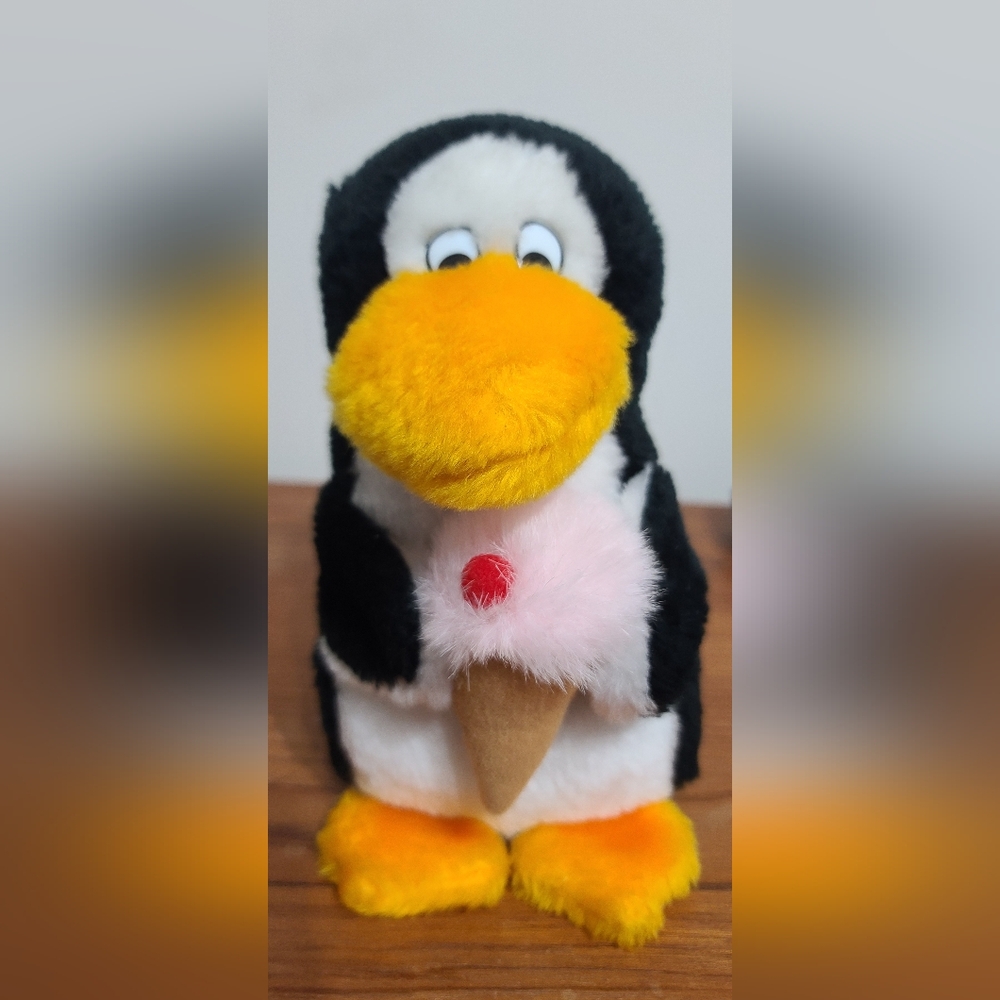 Plush Penguin Stuffed Animal Toy - Black, White, Yellow
